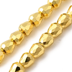 с Золотистым Покрытием Стеклянные бусины с гальваническим покрытием , конус, граненые, с золотым покрытием, 6x6 мм, отверстие : 1 мм, около 65 шт / нитка, 15.75'' (40 см)