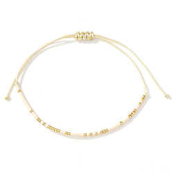 (404) Непрозрачное AB Кислое яблоко Браслеты из бисера и бусин из богемского стекла, плетеные браслеты из полиэфирного шнура для женщин, колонка, цветочный белый, 11.02 дюйм (28 см)