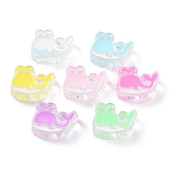 Mixed Color Transparent Acrylic Beads, with Enamel, Dolphin, Mixed Color, 20x27x9mm, Hole: 3.6mm