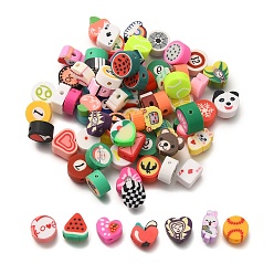 Mixed Shapes Handmade Polymer Clay Beads, Mixed Shapes, 8~11.5x5.5~10x4~4.5mm, Hole: 1.6~2mm