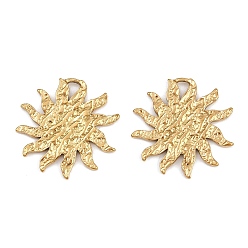 Настоящее золото 18K 304 подвески из нержавеющей стали, солнечные чары, ионное покрытие (ip), реальный 18 k позолоченный, 21.5x21.5x1.5 мм, отверстие : 2x2 мм