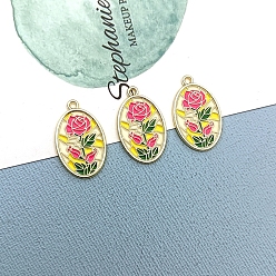 Цветок Подвески из эмали и сплава, овальный шарм, золотые, цветок, 28x17 мм