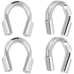 Платинированный 100шт. латунная проволочная защита, Реальная платина, 4.5x4x1 мм, отверстие : 0.5 мм, 100 шт / комплект