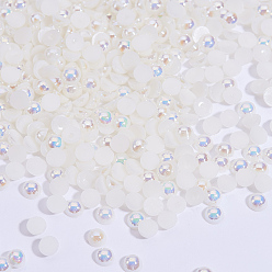Бежевый Абс пластмассовые имитационные жемчужные кабошоны, ногтей декоративные аксессуары, полукруглый, бежевые, 4x2 мм , около 10000 шт / мешок