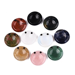 Mixed Stone Natural & Synthetic Mixed Stone Thumb Worry Stone, for Healing Reiki Stress Relief, Flat Round Shape, 39~40x12~15mm