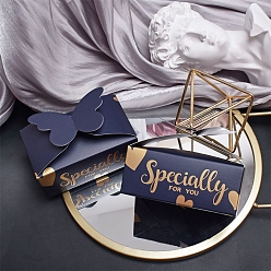 Прусский Синий Складные картонные коробки для конфет, коробка для упаковки свадебного подарка, Прямоугольник с бабочкой, берлинская лазурь, 10x6x4 см