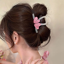 Ярко-Розовый Пластиковые зажимы когтя волос, сердце, аксессуары для волос для женщин и девочек, ярко-розовый, 55x80 мм