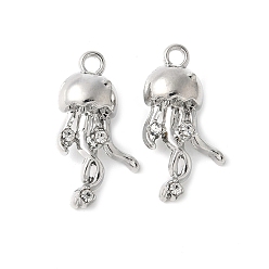 Платина Сплава кристалла горный хрусталь подвески, стойки покрытие, без кадмия, без никеля и без свинца, медуза, платина, 19.5x10.5x6.5 мм, отверстие : 1.6 мм