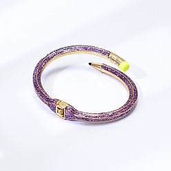 Темно-Фиолетовый Браслеты-манжеты из сплава с эмалью в виде карандаша, шарнирные браслеты для женщин, cmолой, темно-фиолетовый, внутренний диаметр: 2-3/8 дюйм (6 см)