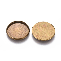 Antique Bronze Brass Plain Edge Bezel Cups, Cabochon Settings, Nickel Free, Antique Bronze, 20x2mm, Flat Round Tray: 18mm