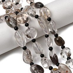 Лодолит Кварц Природного кварца lodolite нитей бисера, самородки, с бисером, упавший камень, 11.5~23x9.5~16.5x6~8 мм, отверстие : 1 мм, около 21~22 шт / нитка, 15.94'' (40.5 см)