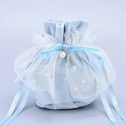 Светло-Синий Бархатные украшения подарочные пакеты на шнурке, с пластиковым дизайном юбки из искусственного жемчуга и звездной пряжи, мешочки для конфет на свадьбу, голубой, 14.2x14.9x0.4 см