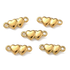 Настоящее золото 18K 304 подвески-сердечки для пар из нержавеющей стали, ионное покрытие (ip), реальный 18 k позолоченный, 5x12.5x2.5 мм, отверстие : 1 мм