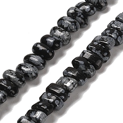 Schneeflocken-Obsidian Naturschneeflocke Obsidian Perlen Stränge, Rechteck, 9x4x4.5 mm, Bohrung: 1 mm, ca. 93 Stk. / Strang, 15.28 Zoll (38.8 cm)
