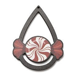 Candy Древесины подвески, слеза, прелести рождественской тематики, конфеты, 54.5x42x2.5 мм, отверстие : 1.6 мм