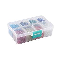 Mixed Color 1 Box 6/0 Glass Seed Beads Transparent Colours Rainbow DIY Loose Spacer Mini Spacers, Mixed Color, 4mm, Hole: 1mm, about 1900pcs/box