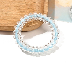 Светло-Голубой Пластиковые резинки для волос, для девочек или женщин, резинка для волос / резинки для волос, Небесно-голубой, 55x10 мм