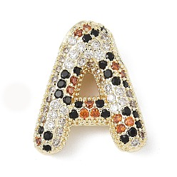 Letter A Латунные микро проложить кубического циркония подвески, долговечный, стойки покрытие, письмо амулеты, реальный 18 k позолоченный, буква a, 22x18x7 мм, отверстие : 5.2x3 мм