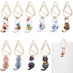 (52) Непрозрачная лаванда 10шт. скрепки из углеродистой стали, с подвесками в виде котов из сплава эмали, разноцветные, 64 мм