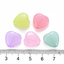 Mixed Color Transparent Acrylic Beads, Dyed, Heart, Mixed Color, 13.5x14x6mm, Hole: 1.5mm, about 775pcs/500g