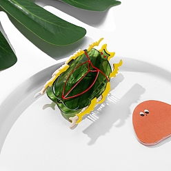 Зеленый Заколки для волос с когтями из ацетата целлюлозы (смола), насекомое, аксессуары для волос для женщин и девочек, зелёные, 74x50 мм