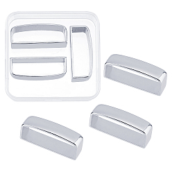 Platinum 1 Set Alloy Belt Buckle Loop, Leather Belt Hardware, Rectangle, Platinum, 43x11.5x17mm, 3pcs/set