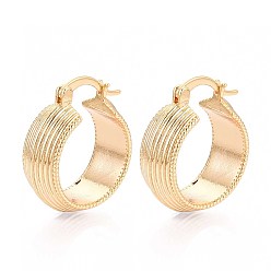 Настоящее золото 18K Латунные кольца серьги обруча, без никеля , реальный 18 k позолоченный, 24x21.5x9 мм