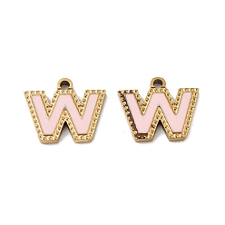 Letter W Ионное покрытие (ip) 316 подвески из нержавеющей стали, без никеля , с эмалью, буквенное очарование, реальный 18 k позолоченный, Буква W, 12x15x2 мм, отверстие : 1.4 мм