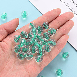 Turquoise Transparent Acrylic Beads, Round, Faceted, Turquoise, 6x5.5mm, Hole: 1.4mm, about 4160pcs/500g