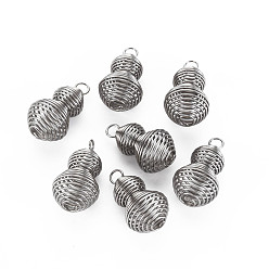 Stainless Steel Color Non-Tarnish 304 Stainless Steel Pendants, Gourd, Stainless Steel Color, 31x17mm, Hole: 4mm