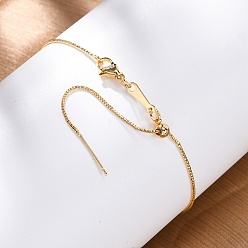 Настоящее золото 18K Изготовление регулируемого браслета из латуни, с коробкой цепей, реальный 18 k позолоченный, внутренний диаметр: 2-3/8~3-1/8 дюйм (6~8 см)