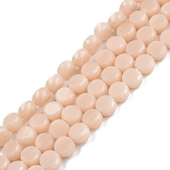 Античный Белый Непрозрачные сплошные цветные стеклянные бусины, граненые, плоско-круглые, старинный белый, 5.5x3 мм, отверстие : 1.2 мм, около 99~100 шт / нитка, 20.08 дюйм ~ 21.14 дюйм (51~53.7 см)