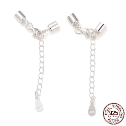 Серебро 925 удлинитель цепи из стерлингового серебра, концевые цепочки с застежками-караками и концами шнура, вкладки каплевидной цепочки, с печатью s925, серебряные, 26 мм