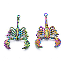 Rainbow Color 201 подвески из нержавеющей стали, скорпион, Радуга цветов, 43.5x29x3 мм, отверстие : 1.8 мм