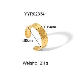 Настоящее золото 18K 304 открытые кольца-манжеты из нержавеющей стали для женщин, регулируемый, реальный 18 k позолоченный, 6.4 мм, внутренний диаметр: 18 мм