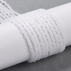 Белый Стеклянные бусины из имитации нефрита, граненые круглые, белые, 2x2 мм, отверстие : 0.6 мм, около 160~178 шт / нитка, 13.58 ~14.17 дюйм (34.5~36 см)