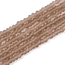 Коричневый Прозрачные стеклянные бусины, граненые, матовые, рондель, кофе, 2.3~2.7x2 мм, отверстие : 0.4 мм, около 135~140 шт / нитка, 26~27 см