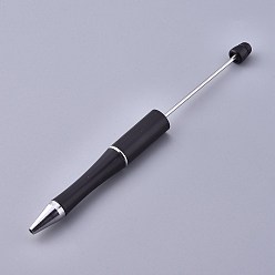 Black Plastic Beadable Pens, Shaft Black Ink Ballpoint Pen, for DIY Pen Decoration, Black, 144x12mm, The Middle Pole: 2mm