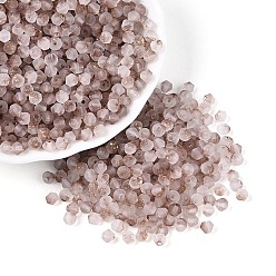 Розово-Коричневый Бусины из матового стекла, круглое отверстие, двухконусные, с золотой порошок, розово-коричневый, 4.5x3.5~4 мм, отверстие : 1.1 мм, Около 6428 шт / фунт