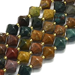 Натуральный Агат Бусины из натурального морского агата, граненые, двухконусные, 10~10.5x10~10.5 мм, отверстие : 1 мм, около 30~32 шт / нитка, 15.16~15.35'' (38.5~39 см)