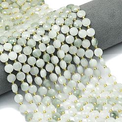 Другие Кварцы Природного кварца нитей бисера, граненый шестиугольный разрез, плоско-круглые, с бисером, 8~8.5x5 мм, отверстие : 0.8 мм, около 36 шт / нитка, 15.16''~15.24'' (38.5~38.7 см)