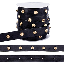 Черный Панк отделка из искусственной кожи, с заклепками и пластиковыми катушками, чёрные, 19.5~20x1~6 мм, 9 ярдов