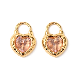 Розовый 304 из нержавеющей стали с горный хрусталь подвески, сердце, золотые, светло-розовый, 17x12x6 мм, отверстие : 5x5.5 мм