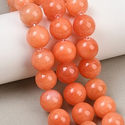 Orange Natural Mashan Jade Graduated Beads Strands, Dyed, Smooth Round, Orange, 6~12mm, Hole: 1~1.4mm, about 53pcs/strand, 17.32''(44cm)