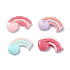 Mixed Color Valentine's Day Opaque Resin Decoden Cabochons, Rainbow with Heart, Mixed Color, 14x23.5x5mm