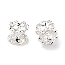 Серебро Рейка из латунной проставки, долговечный, без свинца и без кадмия, цветок, серебряные, 6x5 мм, отверстие : 1.2 мм