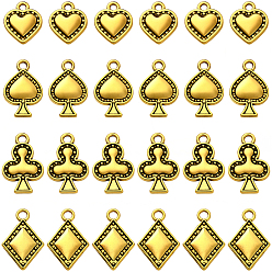 Античное Золото 72 шт 4 стили подвески из сплава в тибетском стиле, игральная карта, античное золото , 14.5~18.5x11.5~12x2~3 мм, отверстие : 1.8~2 мм, 18 шт / стиль