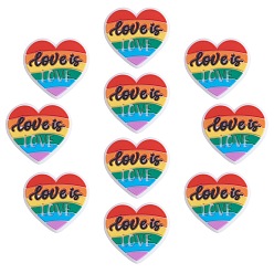 (52) Непрозрачная лаванда 10шт многоцветные силиконовые бусины любви, красочный, 26x23.50x7.50 мм, отверстие : 2 мм