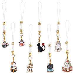 (52) Непрозрачная лаванда 16 шт 8 стиль кошачий сплав эмалированные мобильные ремешки, разноцветные, 105~118 мм, 2 шт / стиль