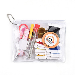 (52) Непрозрачная лаванда Наборы инструментов для шитья своими руками, включая поток, ножницы, правитель, Ручные вспарыватели стальных швов, простой автоматический нитевдеватель, иглы, , пластиковый пакет, разноцветные, 11~125x10~105x2 мм